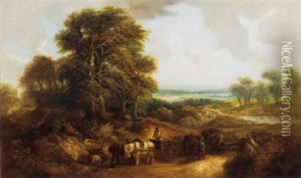 Gravel Diggers, Berkshire Oil Painting - John Joseph (of Bath) Barker