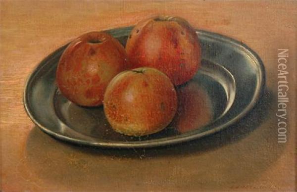 Apples On A Dish Oil Painting - Jan Ingenhoes