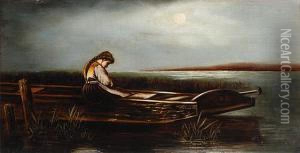 Girl In A Barge Oil Painting - Philippe Smit