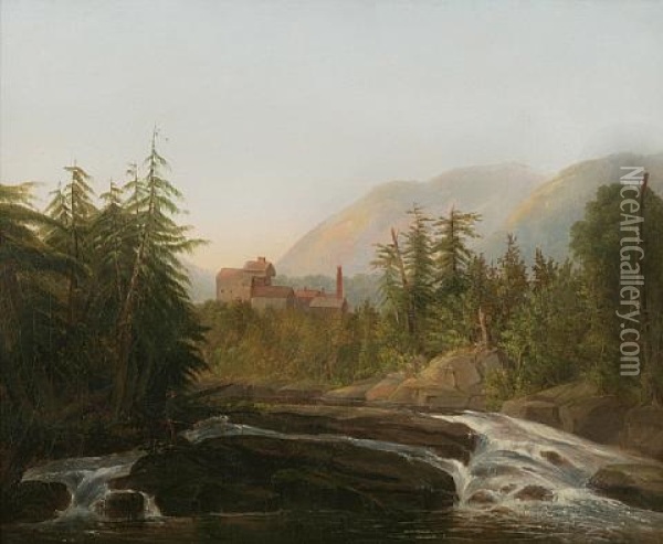 Mill By A River Oil Painting - William M. Hart