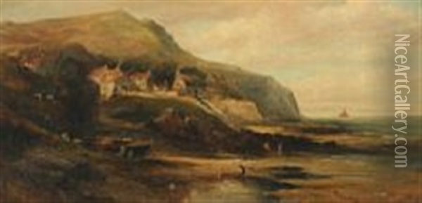 Quiet Summer Day At A Fishing Village Oil Painting - Olav Brysterp