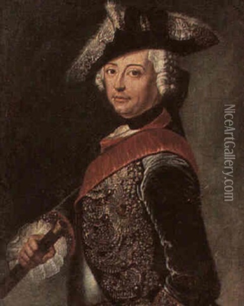 Portrait Of Frederick The Great Oil Painting - Antoine Pesne