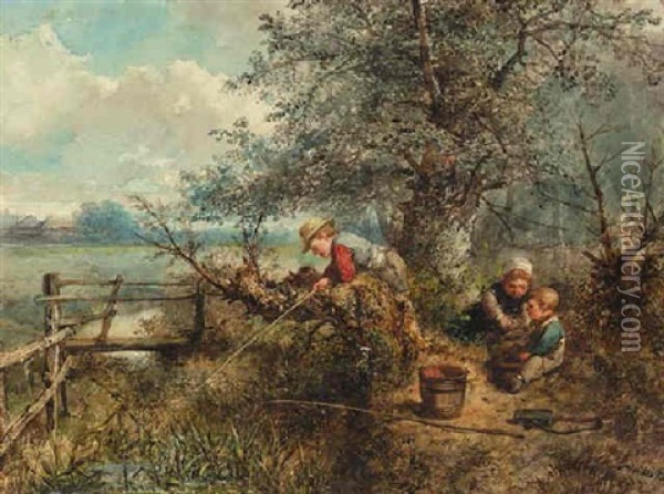 Young Anglers Oil Painting - Mari ten Kate