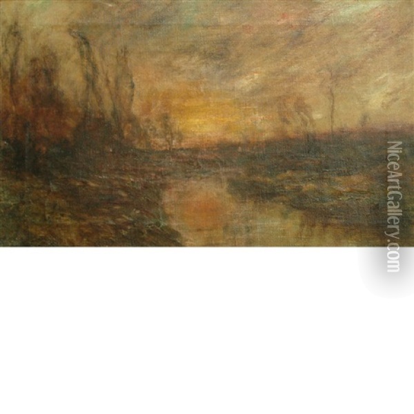 Sunset Landscape Oil Painting - Edward B. Gay