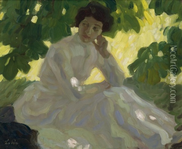 Heiser Tag (im Akademiegarten In Munchen) Oil Painting - Leo Putz