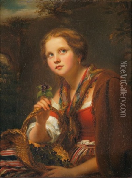 Veilchenverkauferin Oil Painting - Johann Georg Meyer von Bremen