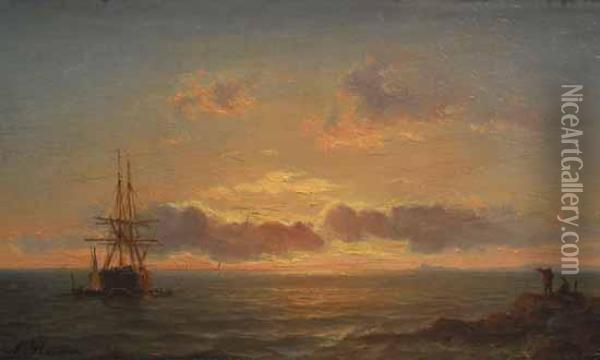 Marine. Oil Painting - Amedee Rosier