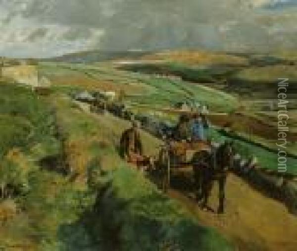 The Road To Market Oil Painting - Harvey Harold