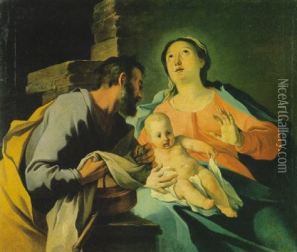 La Sacra Famiglia Oil Painting - Simone Brentana