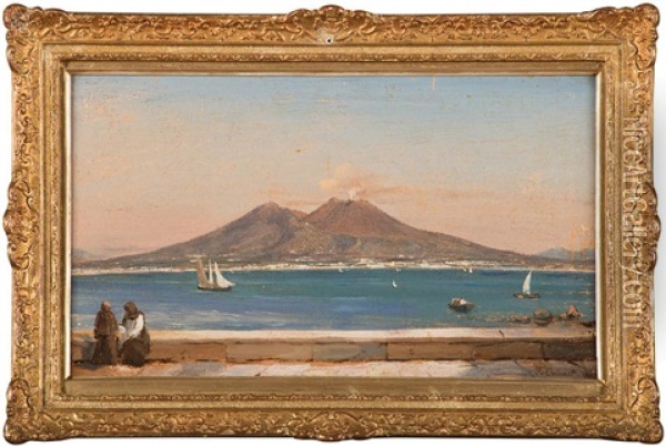 La Baie De Naples Animee Avec Vue Sur Le Vesuve Oil Painting - Jules Coignet