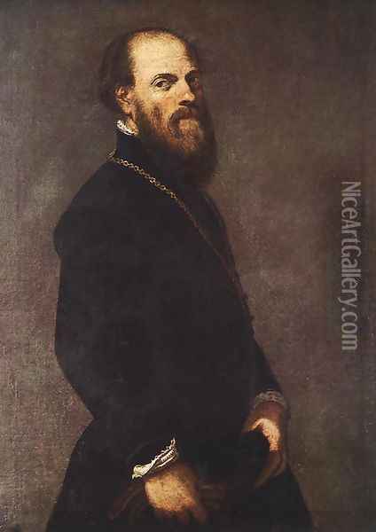 Man with a Golden Lace 1550-60 Oil Painting - Jacopo Tintoretto (Robusti)