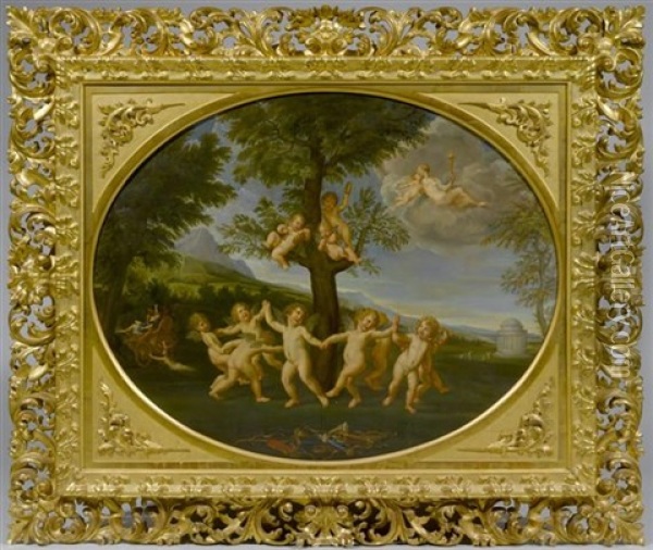 Danza Degli Amori (after Francesco Albani) Oil Painting - Augusto Wolf