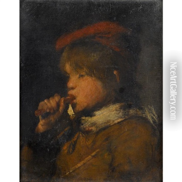 Boy With Flute Oil Painting - Jean-Francois Millet