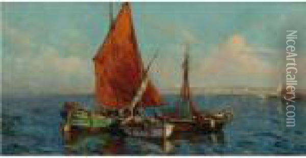 Boats Oil Painting - Georges Lapchine