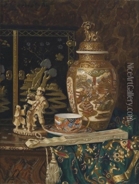 Stillleben Mit Chinesischen Ziergegenstanden Oil Painting - Ernst Czernotzky