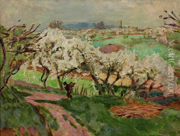 Les Pommiers En Fleurs, Circa 1907 Oil Painting - Pierre Bonnard