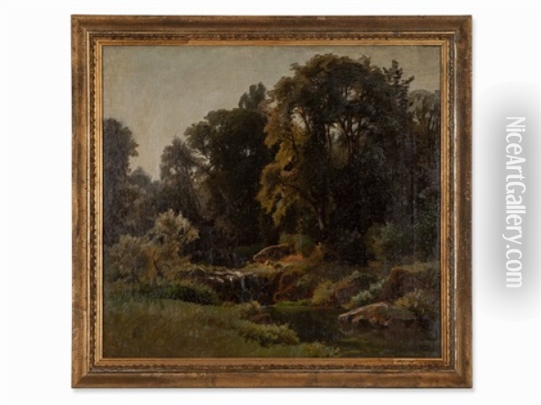 Landscape With Creek Oil Painting - Paul Weber