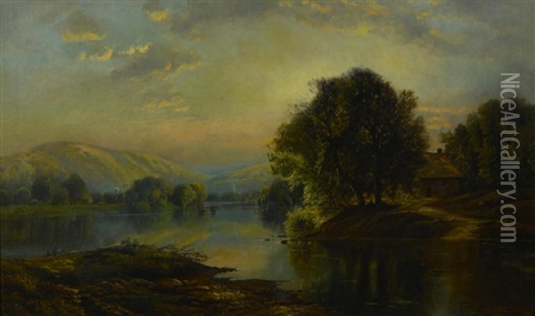 Reflections On The Lake Oil Painting - Edmund Darch Lewis