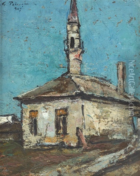 Mosque At Mangalia Oil Painting - Gheorghe Petrascu