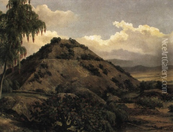 The Pyramid Of The Sun, Teotihuacan, Mexico Oil Painting - Jean Baptiste Louis (Baron Gros) Gros