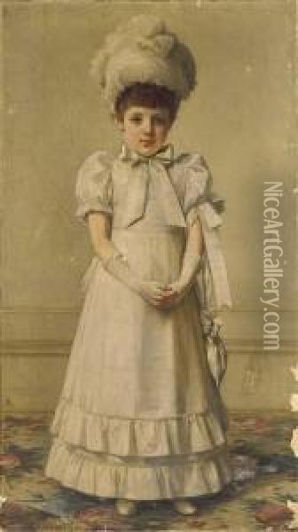 Portrait Of A Girl Oil Painting - John Hanson Walker