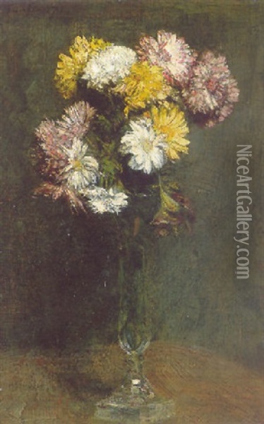 Chrysanthemes Oil Painting - Henri Fantin-Latour