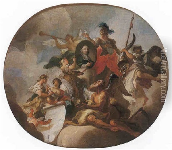 L'apotheose D'un Clerc Oil Painting - Carlo Innocenzo Carlone