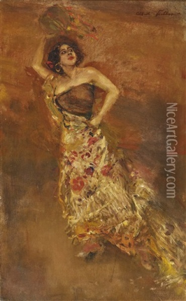 The Spanish Dancer Otero As Carmen Oil Painting - Albert von Keller