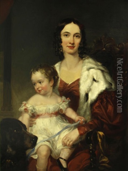 A Portrait Of A Mother And Her Child Oil Painting - Thomas Lawrence