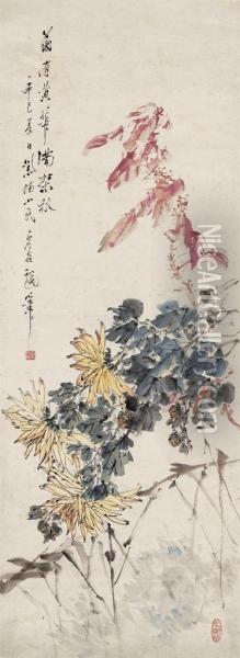 Chrysanthemums And Amaranth Oil Painting - Xu Gu