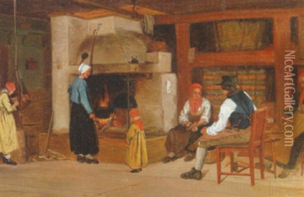 Almuestue Fra Akero I Leksand Oil Painting - Frederik Christian Lund