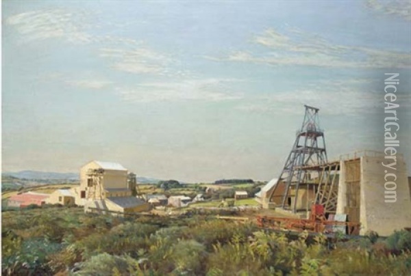 The Lady, Wheal Reeth Tin Mine, Breage Oil Painting - Harold Harvey
