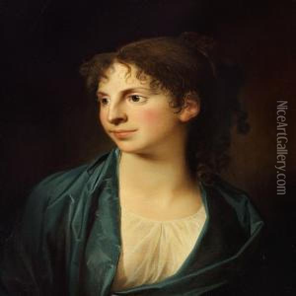 Portrait Of Actress Caroline Walter Oil Painting - Jens Juel