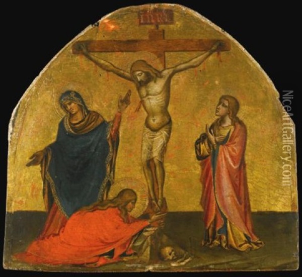 Christ On The Cross With The Virgin, Saints John And Mary Magdalene Oil Painting - Niccolo di Pietro Gerini