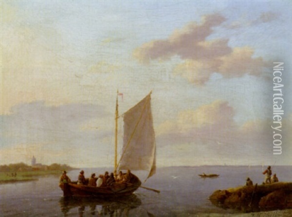 Off The Shore Oil Painting - Johannes Hermanus Koekkoek