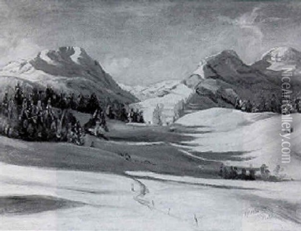 Winterliche Gebirgslandschaft Oil Painting - Friedrich Wilhelm Mook