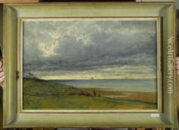 Strandszene. Oil Painting - Gustave Castan