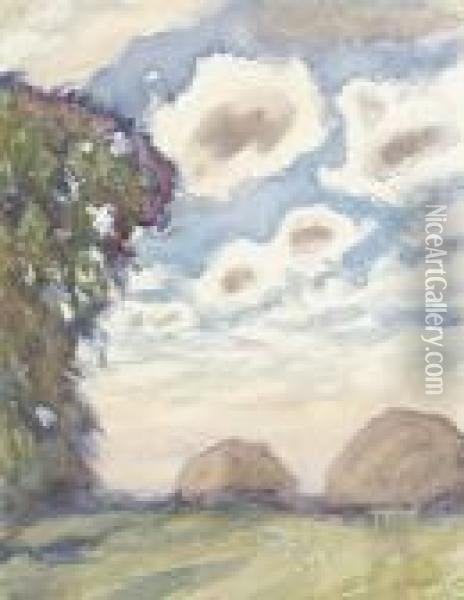 Two Haystacks Oil Painting - George Clausen