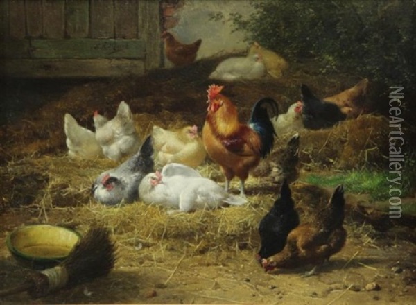 King Of The Roost Oil Painting - Eugene Remy Maes