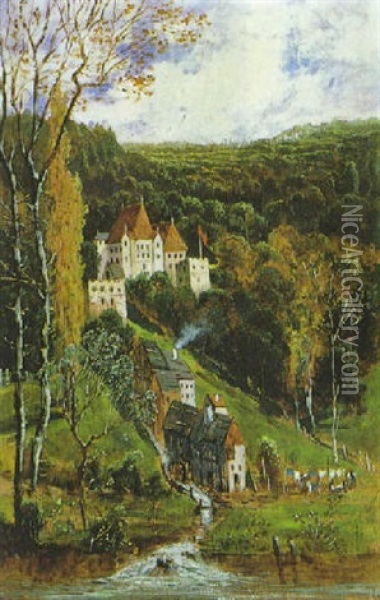 Schlos Poring Bei Pitzling Sudlich Von Landsberg/lech Oil Painting - Theodor von Hoermann