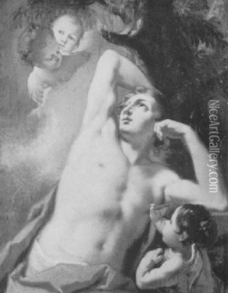Saint Sebastian With Three Cherubim Oil Painting - Daniel Gran