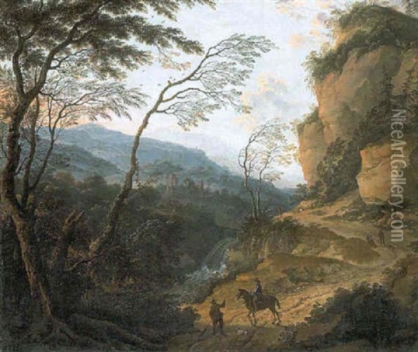 Bergige Landschaft Mit Personenstaffage Oil Painting - Cornelis Matteus