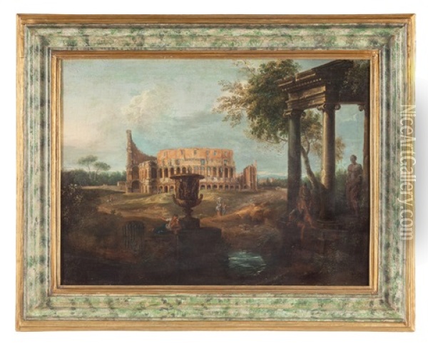 Veduta Del Colosseo Oil Painting - Hendrick Frans van Lint