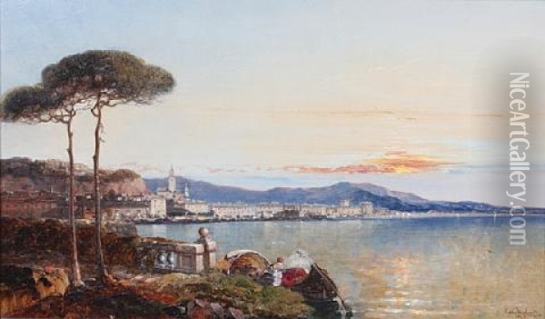 Arona, Lago Maggiore Oil Painting - Arthur Joseph Meadows