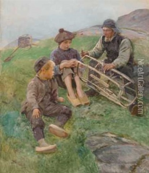 Hummerteinen Repareres Oil Painting - Wilhelm Otto Peters