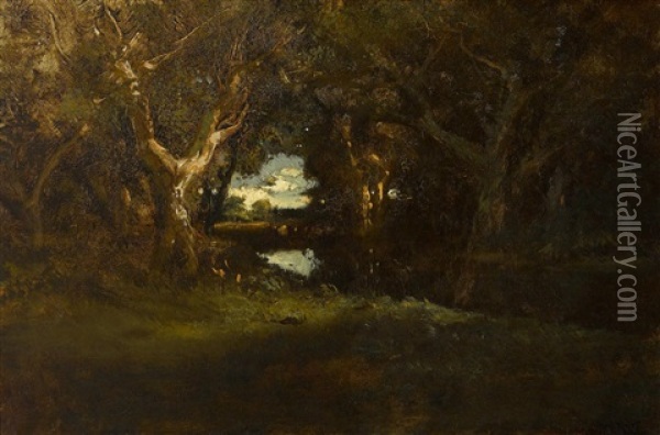 Trees And River Scene Oil Painting - William Keith