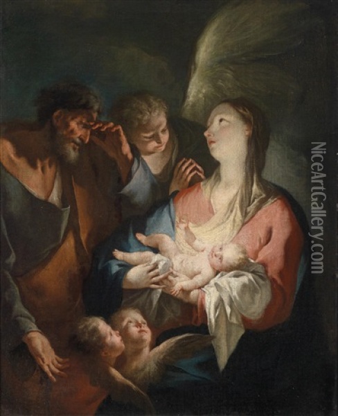 Die Heilige Familie Oil Painting - Johann Zimbal