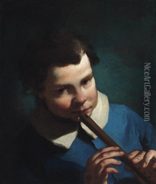 Giovane Sonatore Di Piffero: Ein Junger Flotenspieler Oil Painting - Domenico Maggiotto