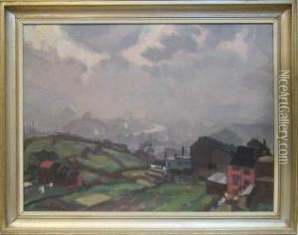 Hauteurs De Liege. Oil Painting - Alfred Martin