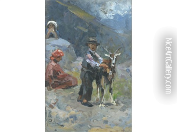 The Young Goat Herder Oil Painting - Paolo Sala